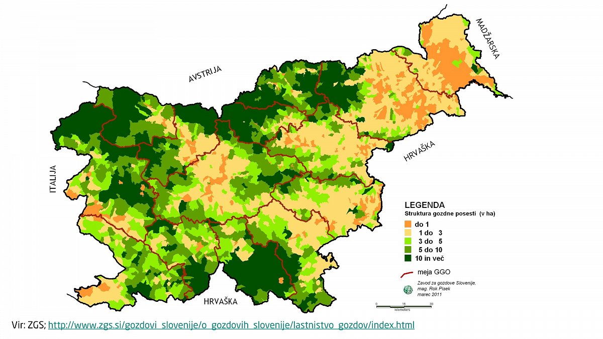 Slika 6: Struktura gozdne posesti v Slovenij  i (Vir: ZGS; http://www.zgs.si/gozdovi_slovenije/o_gozdovih_slovenije/lastnistvo_gozdov/index.html)<br />
